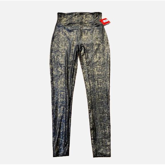 NWT Spanx Velvet Shine Legging - Black & Good Metallic Soft Medium Shaping - Picture 3 of 4